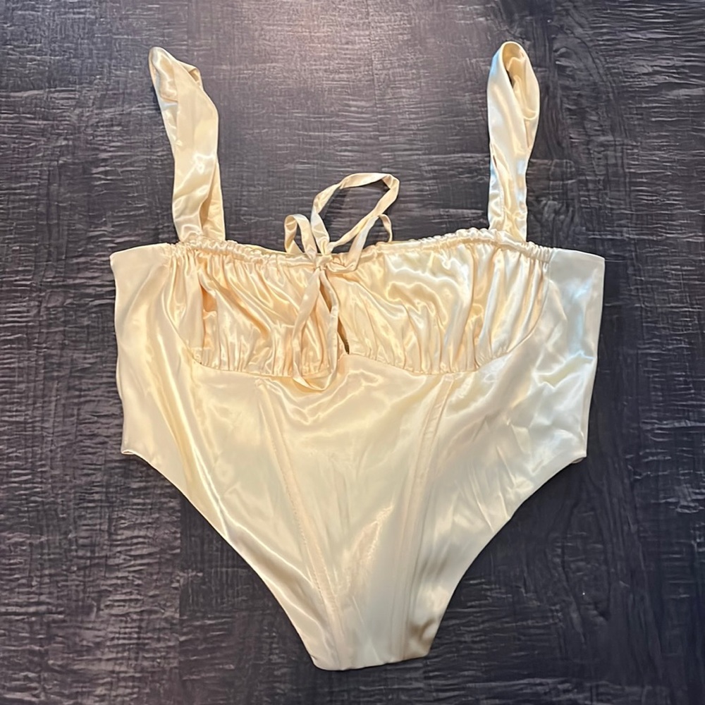 Yellow Satin Corset Top NWOT